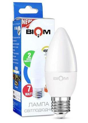 Світлодіодна лампа biom bt-568 c37 6w e27 4500к матова