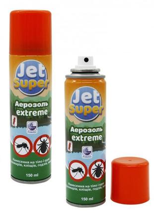 Аерозоль від комарів jet super 150 ml extreme 6 годин.