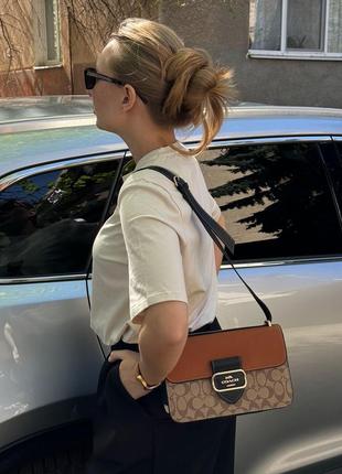 Сумка жіноча в стилі  coach morgan shoulder bag in colorblock signature canvas6 фото