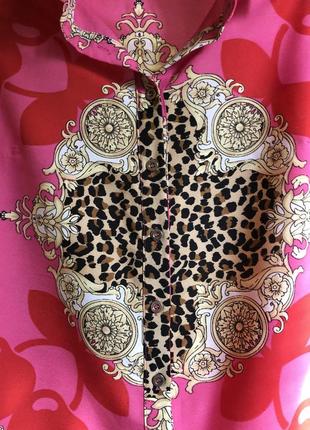 Блуза безрукавка топ с леопардовым принтом золотой орнамент вишни2 фото