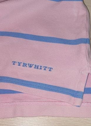 Шикарне поло рожевого кольору в блакитну смужку charles tyrwhitt, блискавичне надсилання4 фото