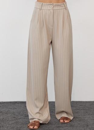 Женские брюки в полоску - кофейный цвет, l (есть размеры)