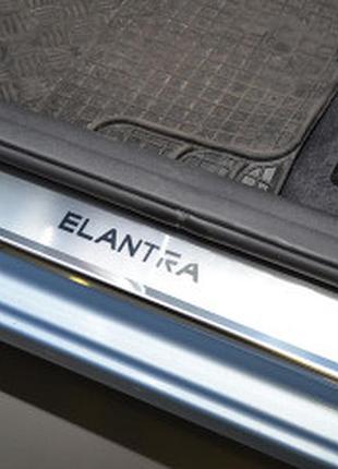 Накладки на пороги hyundai elantra (2011 -  ) (хендай елантра) premium, нерж.