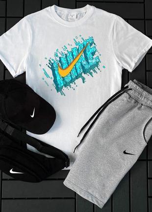 4в1 летний мужской спортивный костюм комплект футболка и шорты nike