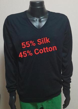 Шикарный шёлковый пуловер чёрного цвета с добавлением хлопка h&m