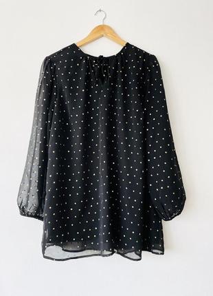 Легкая блуза у точки большого размера, батал с объемным рукавом1 фото