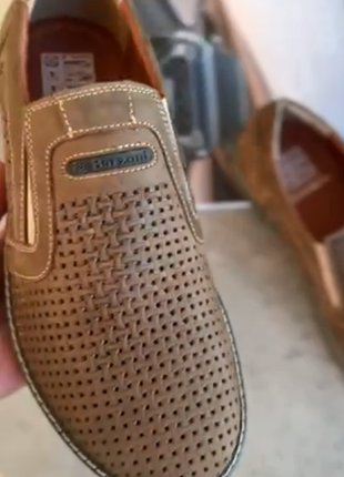 Летние оливковые мужские дышащие туфли кожаные с перфорацией,натуральная кожа-мужская...