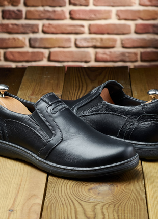 Мужские черные легкие удобные туфли весенние-летние кожаные/натуральная кожа-мужская обувь весна-лето4 фото