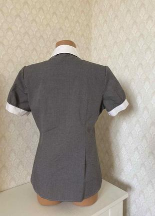 Рубашка в мелком горошек с коротким рукавом черно белая рубашка с содержанием хлопка р.м10 фото