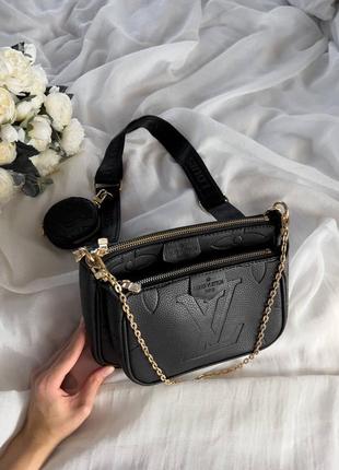 Чорна жіноча сумка в стилі louis vuitton5 фото