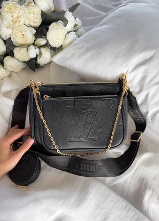 Чорна жіноча сумка в стилі louis vuitton6 фото