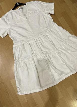 Белое свободное оверсайз платье футболка хлопковое хлопок коттон біле вільне оверсайз сукня футболка бавовняна бавовна котон2 фото