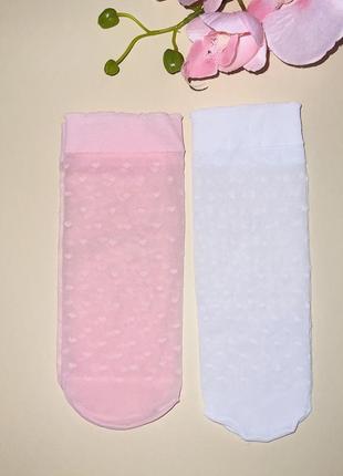 Капронові шкарпетки  білого / рожевого кольору, з принтом
розмір: one size5 фото