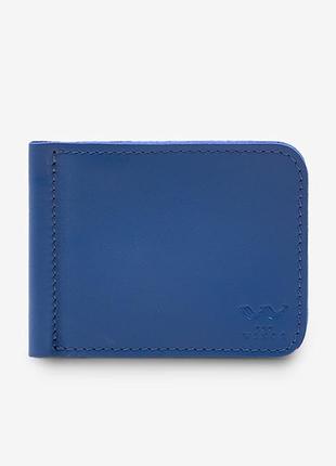Кожаный зажим для денег ярко-синий moneyclip1 фото