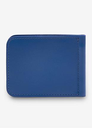 Кожаный зажим для денег ярко-синий moneyclip4 фото