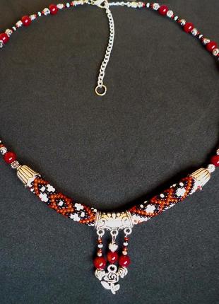 Этническое украшение, украинские бусы , коралловые красные бусы2 фото