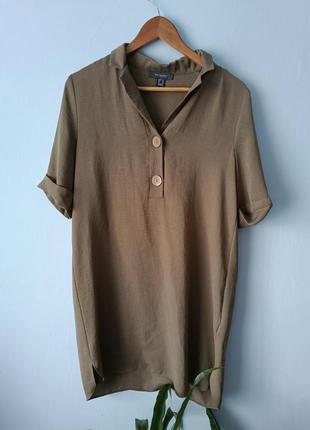 Платье платье мини футболка хаки оливковое базовое с коротким рукавом1 фото