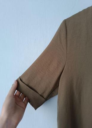 Платье платье мини футболка хаки оливковое базовое с коротким рукавом3 фото