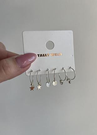 Новий набір сережок 3 пари tally weijl