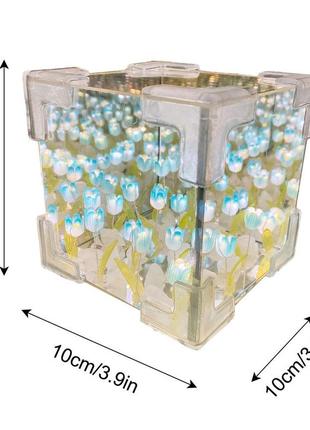 Куб с тюльпанами сделай сам набор для творчества зеркальный куб с тюльпанами ночник лампа4 фото