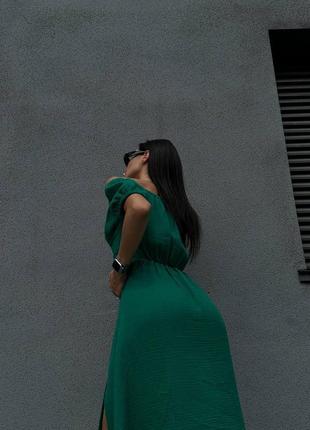 Женское невероятное платье миди с разрезом,муслин хлопок7 фото