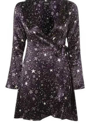 Платье платье с длинным рукавом на запах фиолетовая темная вискоза3 фото