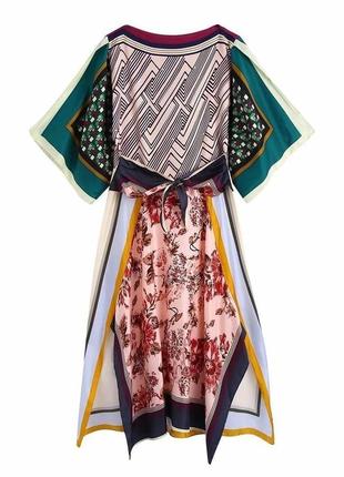 Плаття сукня в стилі zara цікавий крій міді яскрава1 фото