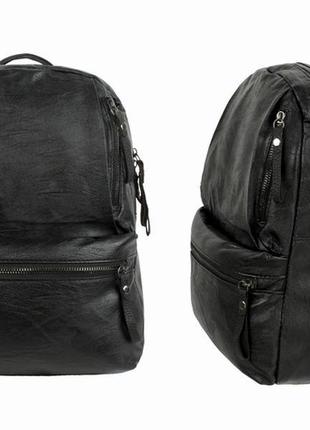 Рюкзак міський backpack soft кожзам 35х27х11 см чорний (23289)