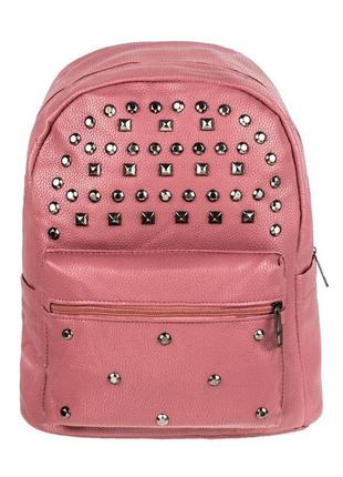 Рюкзак міський backpack заклепки rivets кожзам 30х23х12 см рож...1 фото