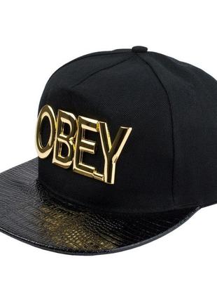 Бейсболка snapback gold obey one sizе чорний (23242)