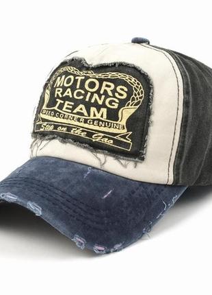 Бейсболка motors racing team vintage road синій пісочний чорни...