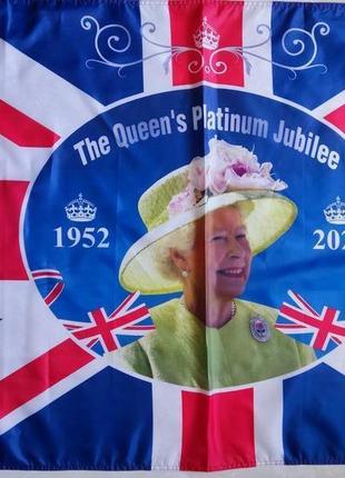 Флаг крупнобритани с королевой лизаветой 90 см на 146 см