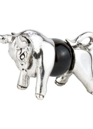 Оберіг бик рік бика соколине око метал з посріблені 2,5 см срі...1 фото