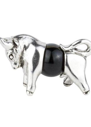 Оберіг бик рік бика соколине око метал з посріблені 2,5 см срі...2 фото