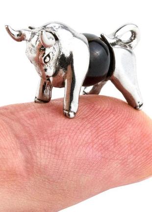 Оберіг бик рік бика соколине око метал з посріблені 2,5 см срі...5 фото