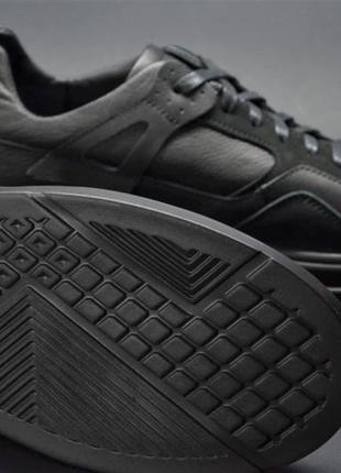 Мужские спортивные туфли кожаные кеды черные anri alexus 226544 фото