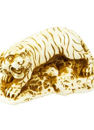 Статуетка нецке тигр netsuke гіпс 7,6x4.3x3.8 см бежевий (00749)