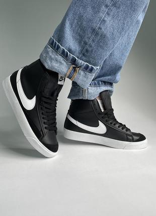 🙃знижка nike blazer high black/white жіночі чорні кросівки кеди еко шкіра демісезон весна осінь скидка черные кеды кроссовки