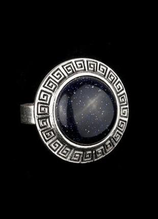 Перстень шамбала авантюрин зірчастий метал free size синій (22...