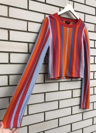 Смугастий вкорочений джемпер светр topshop10 фото