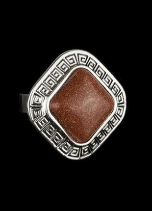 Перстень шамбала авантюрин зірчастий метал free size коричневи...