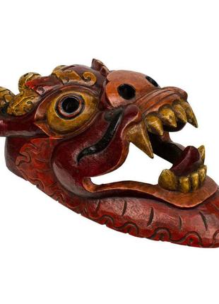 Маска непальська інтер'єрна настінна дракон цілісний масив дер...4 фото