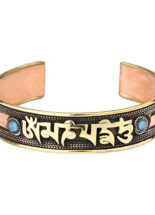 Браслет mantra mani tibet 3 metal 2 блакитних камені 6х6х1,6 с...