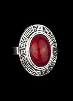 Перстень шамбала корал метал free size червоний (22702)