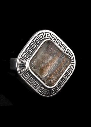 Перстень шамбала рутиловий кварц метал free size золотистий (2...