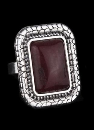Перстень шамбала окрашенный кварц металл free size тёмный крас...