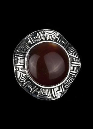 Перстень шамбала сердолік метал free size оранжево-червоний (2...1 фото