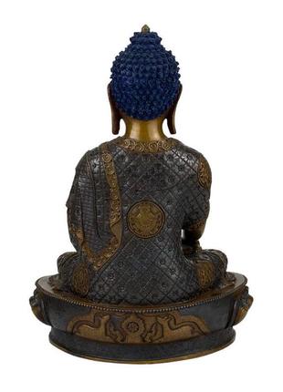 Статуя традиційна будда шак'ямуні бронза 32х24х15 см темна бро...3 фото