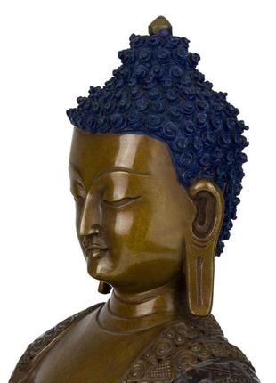 Статуя традиційна будда шак'ямуні бронза 32х24х15 см темна бро...5 фото