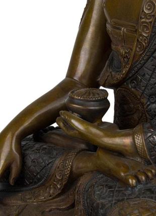 Статуя традиційна будда шак'ямуні бронза 32х24х15 см темна бро...6 фото